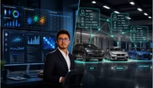 Futuristic customer segmentation analysis dashboard with Python analytics, demographic insights, and SUV, Sedan, and Hatchback sales visualization.